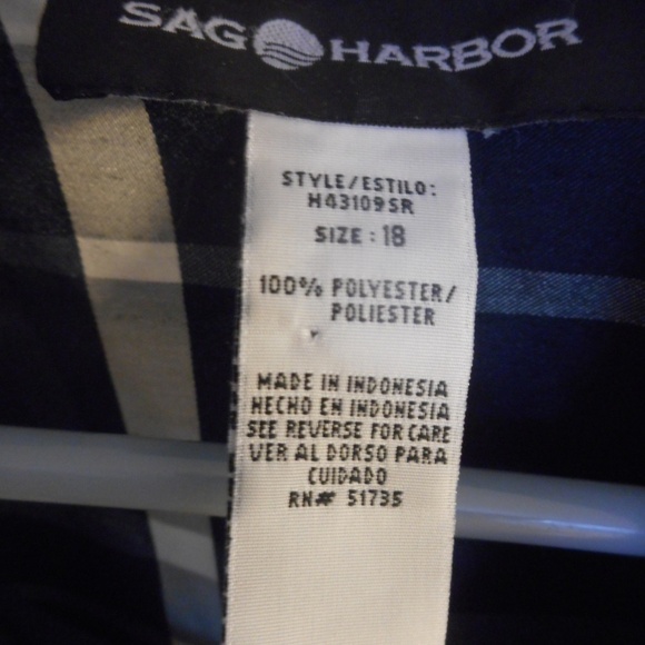 Sag Harbor Sz 18 Blue Silver Plaid mock 2 fer top - Picture 6 of 8